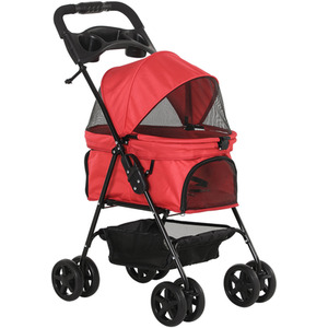PawHut Dog Stroller Pet Travel Pushchair Foldable - Red by PawHut