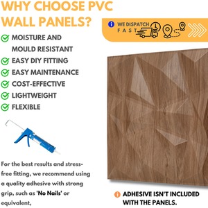 3D Wall Panels (50x50 cm) PVC Cladding Panel in Diamond Design by NOVECRAFTO