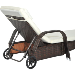 Outsunny Adjustable Rattan Sun Lounger - Brown by Outsunny