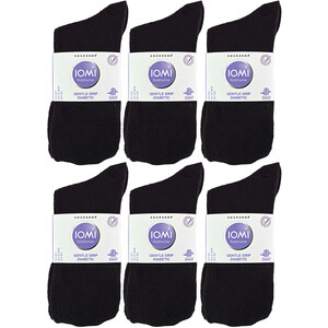 12 Pairs Diabetic Bamboo Socks Non Elastic Gentle Grip Top Socks - Black by IOMI
