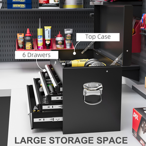 HOMCOM Lockable Metal Tool Chest - Black by HOMCOM