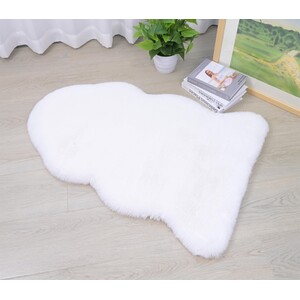 Deluxe Faux Rabbit Fur Rug - White