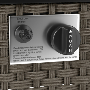 Outsunny Rattan Gas Fire Pit Table with Lid - Grey by Outsunny