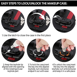 Large Capacity Rolling Cosmetic Case with Carrying Strap - Black by Yaheetech