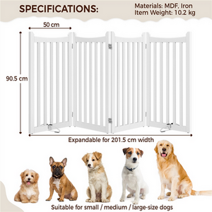 Yaheetech 4-Panel Foldable Wooden Dog Gate Pet Fence - White / 90.5cm by Yaheetech