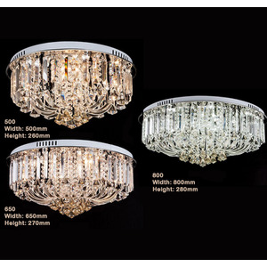 Genuine K9 Crystal Flush Ceiling Light Round Chandelier 3 Colours by WDW