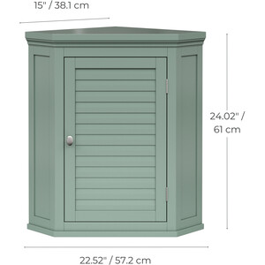 Glancy Two-Door Corner Wall Cabinet - Sage Green by Teamson Home