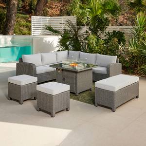 Segrada L-Shaped Garden Furniture - Dark Grey / 5 / Firepit Table by GRS