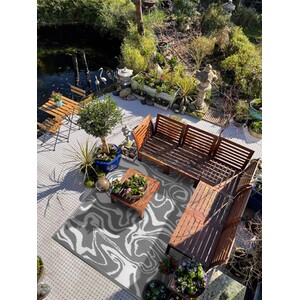 Liquid Marble Reversible Outdoor Rug - Grey