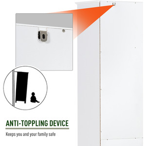 HOMCOM Tall Freestanding Bathroom Cabinet Retro Shutters White - White by HOMCOM