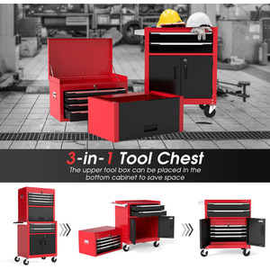 3-in-1 Tool Storage Cabinet Rolling Tool Chest by Costway