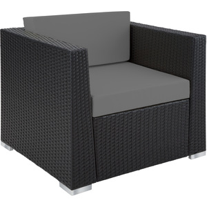 Rattan Garden Set Munich 4 Seats 1 Table - Black by tectake