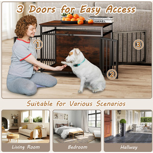 Furniture Style Dog Crate - Brown by Costway