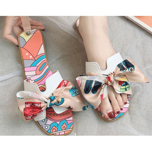 Summer Slip-on Sandals with Bow