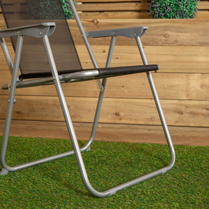 Fixed Position Foldable Garden Chair - Black and Grey by Samuel Alexander