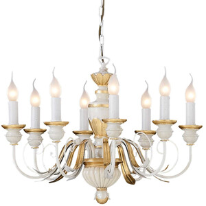 Firenze 8 Light Chandelier Ivory, Gold Finish, E14 - Gold