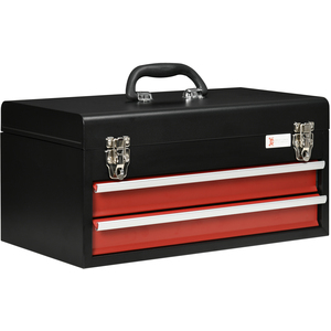 DURHAND Drawer Tool Chest Lockable Tool Box Ball Bearing Runners - Black, Red / 22cm by DURHAND