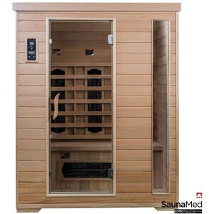3 Person Indoor Classic Hemlock FAR Infrared Sauna EMR Neutral - Brown by SaunaMed