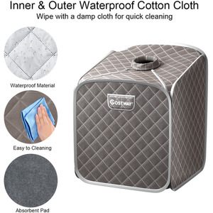 2L Foldbale Steam Sauna Personal Therapeutic Steam Spa - Grey by Costway