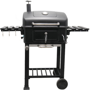 BBQ Smoker Grill Adjustable Coal Tray Thermometer - Black by House of Home