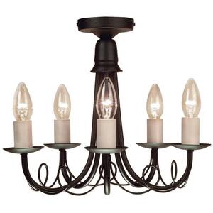 Minster 5 Light Chandelier Black Finish, E14 - Black