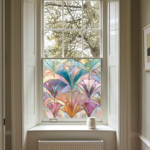 Leffe Art Deco Stained Glass Privacy Window Film - Pink / 35cm by Creative Printing