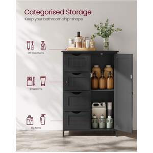 Bathroom Storage Cabinet with 4 Drawers - Black by VASAGLE