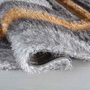 Modern Soft Bordered Shimmer Shaggy Area Rugs by Desire Rugs