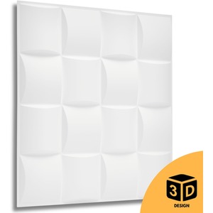 3D Wall Panels (50x50 cm) PVC Cladding Panel in Square Grid Lattice Design by NOVECRAFTO