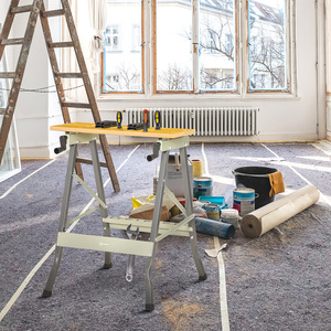 DURHAND 4-in-1 Work Bench Saw Horse Clamp Table - Grey, Natural by DURHAND