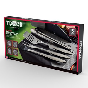 4 Piece BBQ Tools Set - S/S by Tower