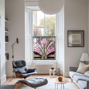 Zungri Art Deco Stained Glass Privacy Window Film - Pink / 55cm by Creative Printing Solutions