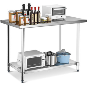 Kitchen Prep Table Rolling Work Table - Silver by Costway