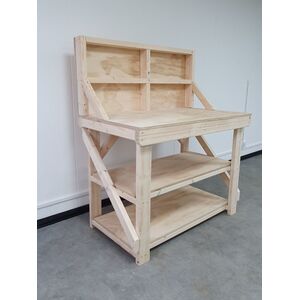 Plywood Top Workbench With Back Panel And Double Shelf by Arbor Garden Solutions