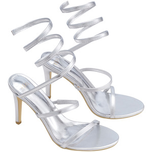 Spiral Ankle-Wrap Stiletto Sandals by komore