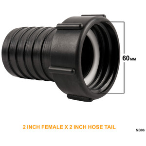 IBC S60x6 (2 inch) Female to (2 inch) Hose Tail - Black / 0.09kg by DNA PACKAGING LTD