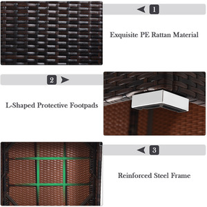 4Pcs Patio Conversation Set - Brown by Costway