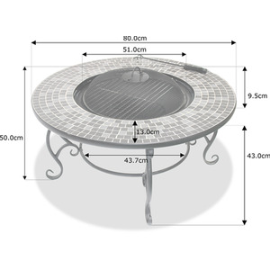 GINESSA Fire Pit Table BBQ Ice Bucket - Grey
