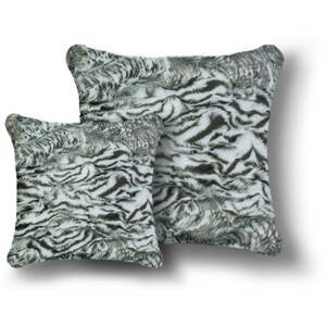 Animal Print Faux Fur Cushion - Grey / 43cm by Velosso