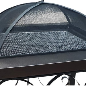 Large Black Fire Pit with Poker - Black by Garden Mile