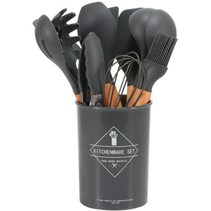 11-piece Silicone Kitchen Utensil Set Nonstick Cookware - Grey by Livingandhome