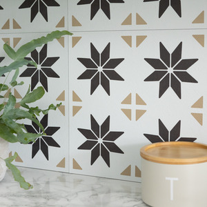Vivid Stars Self Adhesive Wall Tiles - Black & White by d-c-fix