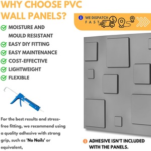 3D Wall Panels (50x50 cm) PVC Cladding Panel 3D Blocks Design by NOVECRAFTO