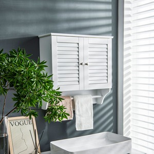 Double Louvered Doors Storage Cabinet - White by Costway