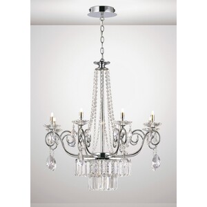 Eden Ceiling Pendant Chandelier 8 Light G9 Polished Chrome, Crystal - Polished Chrome