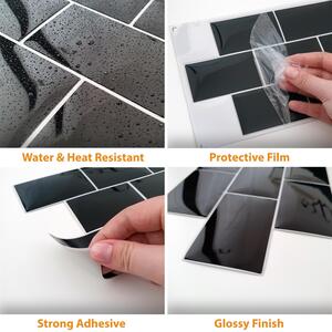 Glossy 3D Tile Stickers - Black / 20 by WALPLUS