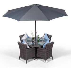 Savannah Round Rattan Patio Dining Set - Grey / 4 by Giardino