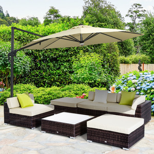 Outsunny 6 PCs Garden Rattan Furniture Set - Brown by Outsunny