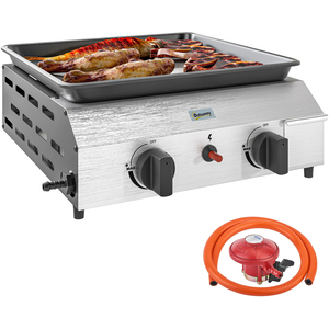 Outsunny Gas BBQ Grill with Non-Stick Griddle - Silver Tone / 44cm by Outsunny