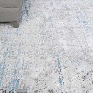 Blue Grey Distressed Tweed Effect Area Rug by The Rug House